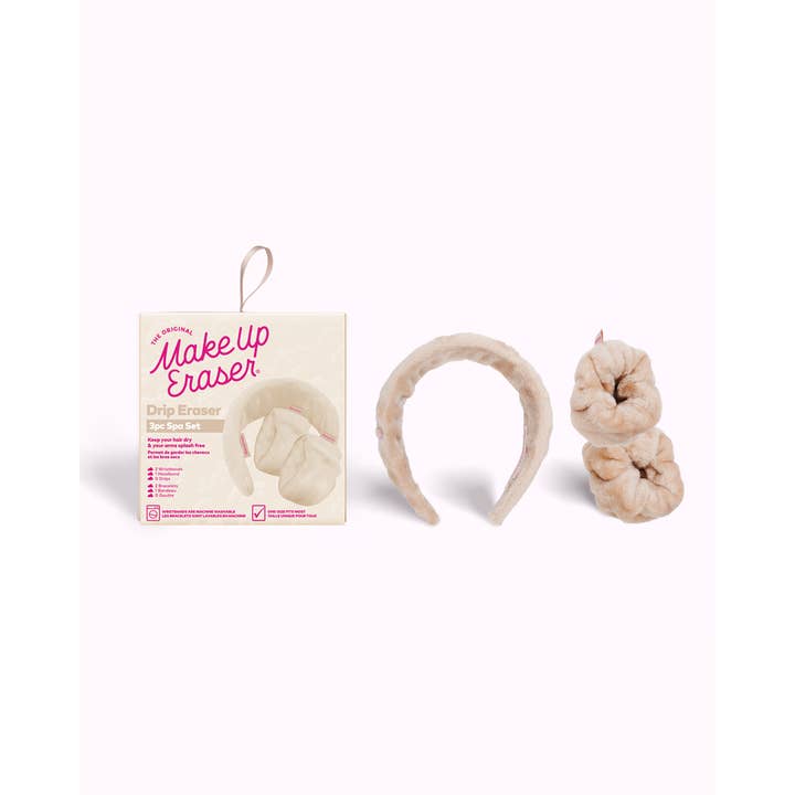 MakeUp Eraser - Wholesale Spa Headband - Drip Eraser 3pc Spa Set | Sweet Cream