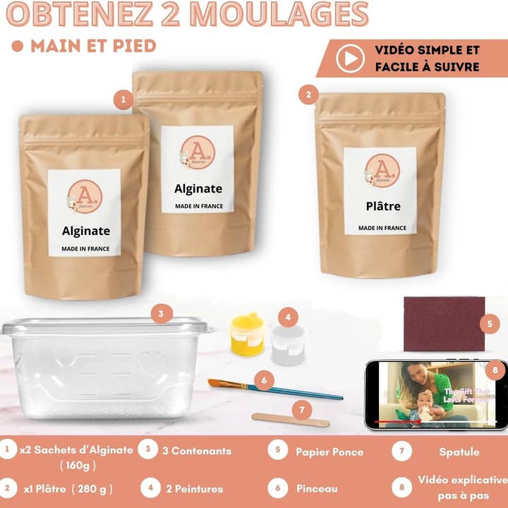 Ancrer - Wholesale Hand & Footprint Kit - Kids & Baby - Baby Handprint Kit 2 (0-18 months) 100% French Craftsmanship3