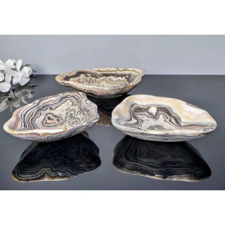 Schattige Zebra Onyx Sieradenschaaltjes, Luxe Snoepschaal 3 Stuks voor wholesale door OnyxBowl