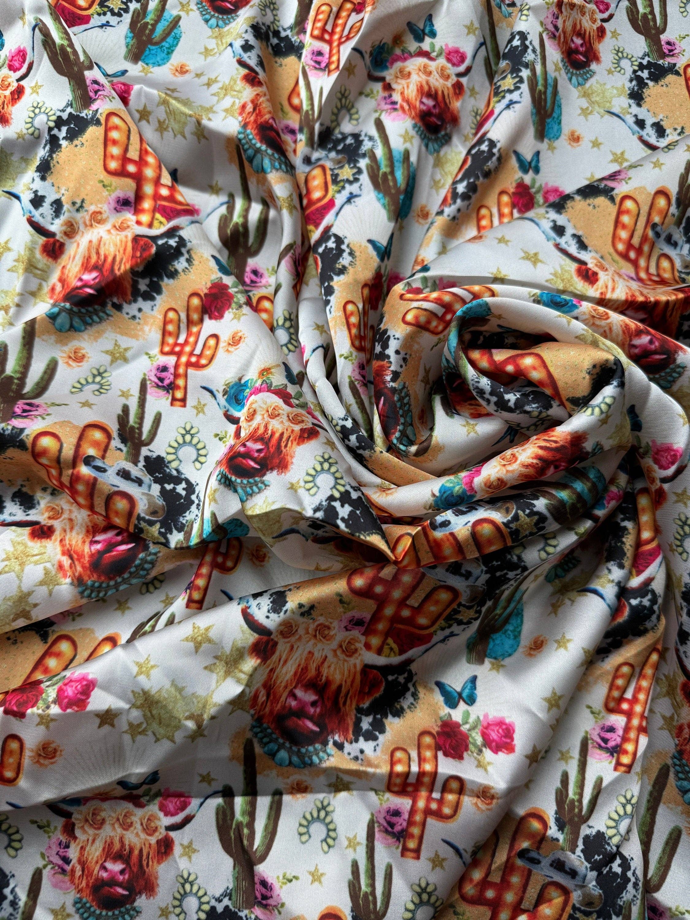 Double B Wild Rags - Wholesale Scarf - Women's - WILD RAG SCARF Boho Cactus Highland Cow Cowboy Cowgirl Western Neck Scarf Bandanna3