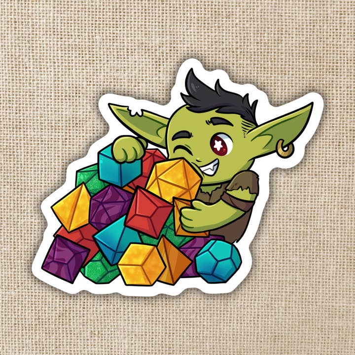 Autocollant Dice Goblin pour la vente par Kingdom of Threads