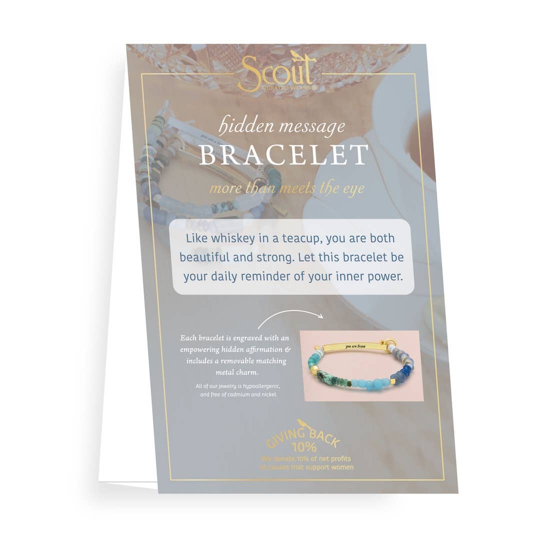 Scout Curated Wears - Wholesale Beaded Bracelet - Hidden Message Bracelet - F♥cking Great/Blue Apatite/Gold6
