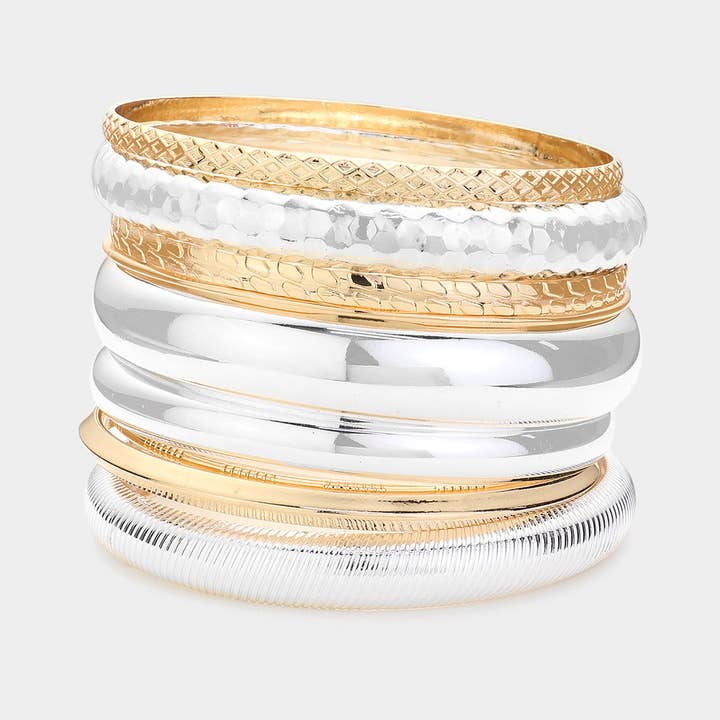 Sensibling Corp. - Wholesale Jewelry Set - 10PCS - Metal Multi Layered Bangle Bracelets
2