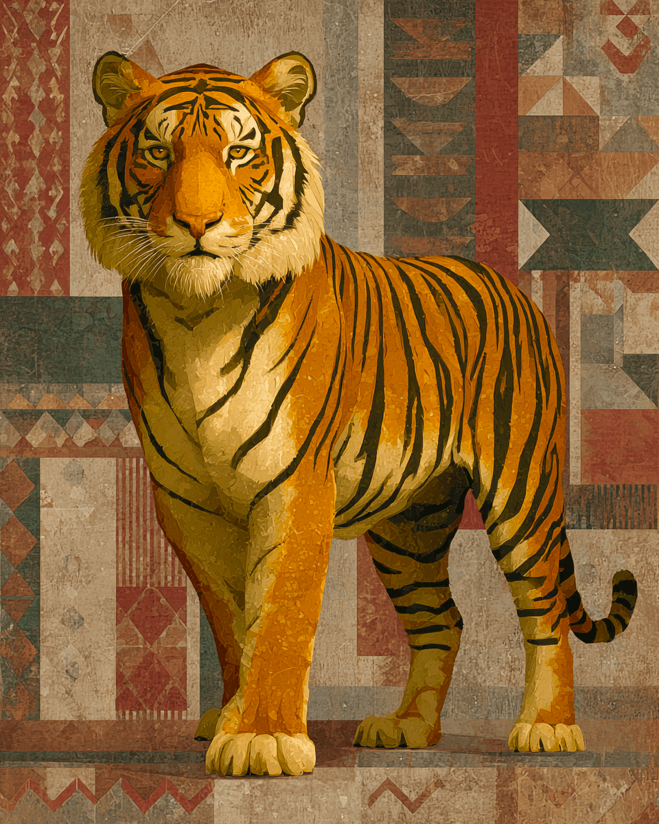 Mowbi - Wholesale Art Print - Stylized Tiger - Zoo Animals - Biophilic Wildlife Art Print - 8"x10" Artwork for 11"x14" Frame10