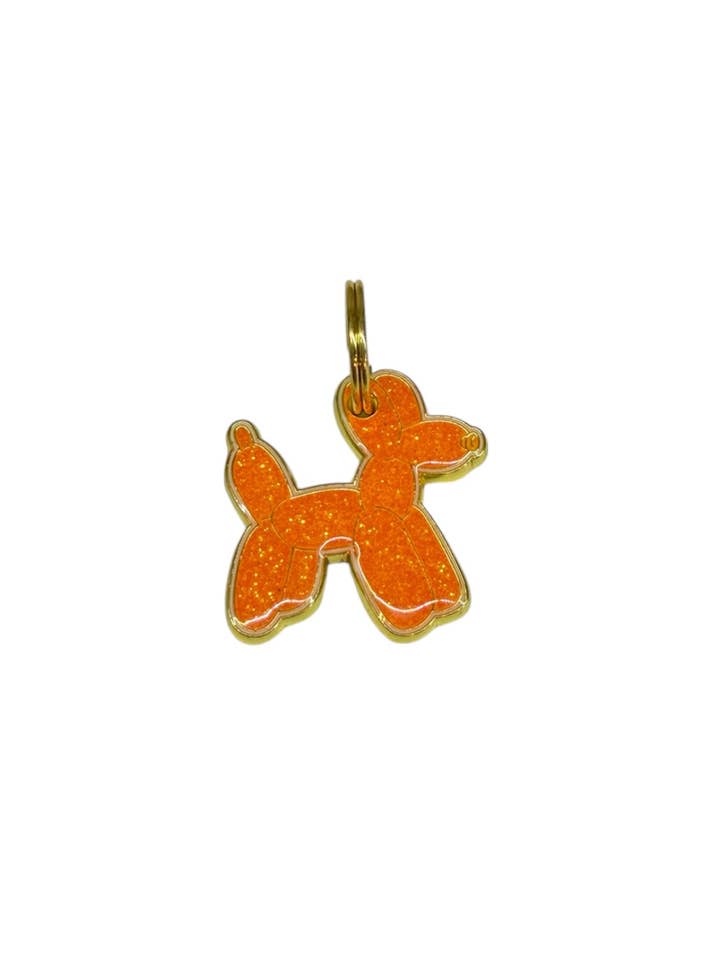 ID tag balloon dog orange glitter for wholesale by Marley and Me