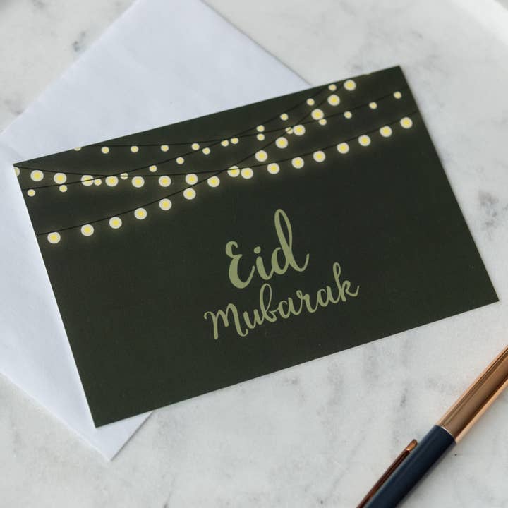 Niya Paper Art - Vendita all'ingrosso Biglietti di auguri per Eid e Ramadan - Biglietti di auguri per Eid Mubarak a tema fiabesche, verde scuro