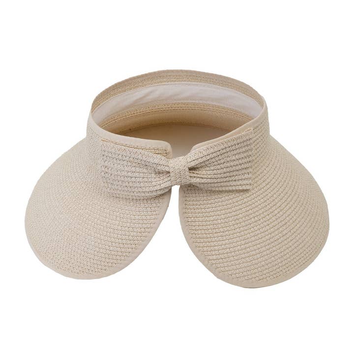 Magid - Wholesale Visor - Women's - Magid Straw Bow Rollup Visor