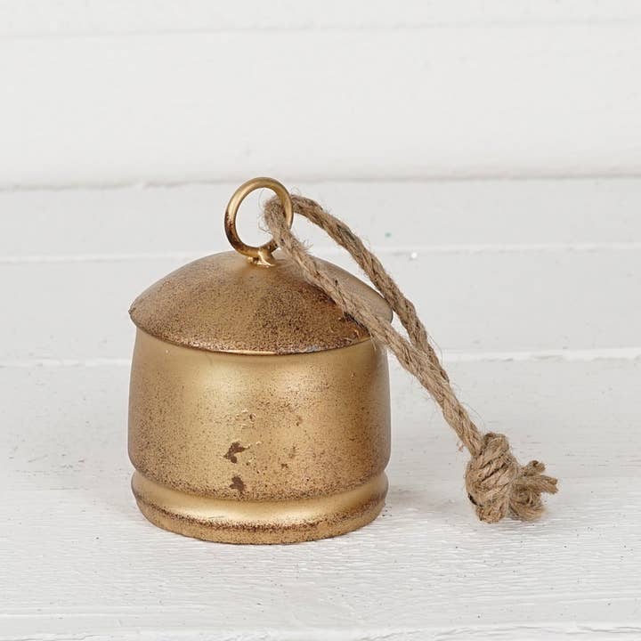 Impressive Enterprises, Inc. - Wholesale Bell - M32501-Vintage Gold Silo Bell w. jute loop (4inH)