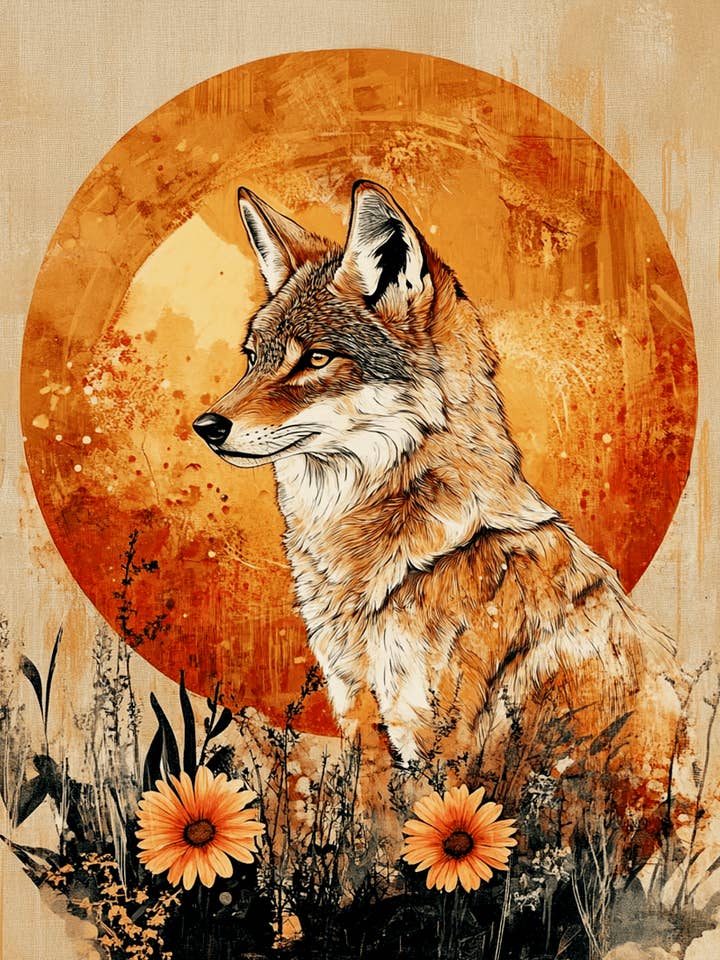 Coyote Sunrise - Vintage Southwestern Decor Art Prints – 8″x10″ Artwork in 11″x14″ Mat (Copy) for wholesale by Mowbi