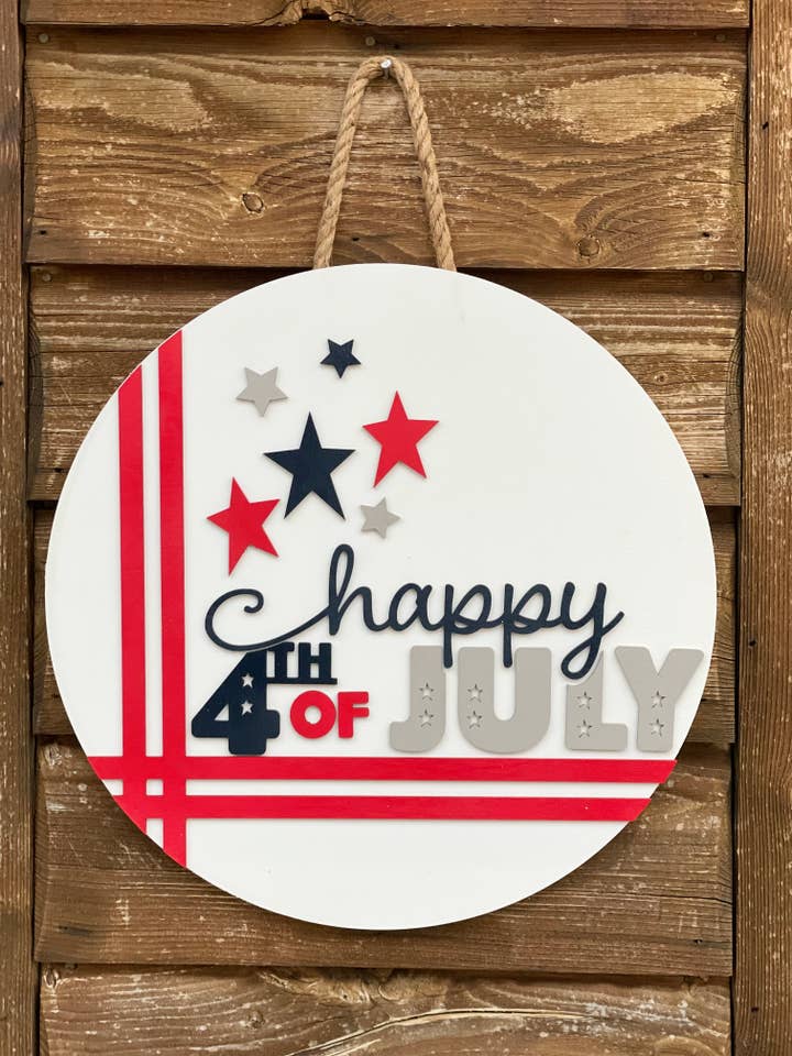 3D Happy 4th of July Door Hanger for wholesale by Mama E’s Makery