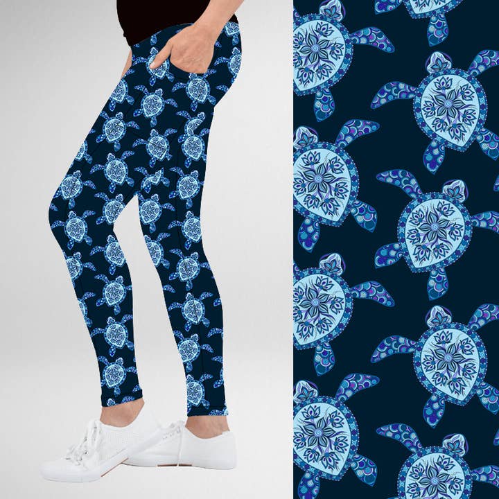 Midnight Turtle Deluxe Pocket Leggings for wholesale by Natopia