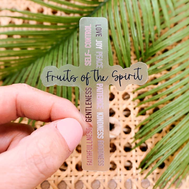 Vinyle transparent Fruits Of The Spirit Cross, autocollant, 3x3 in. pour la vente par Savannah and James Co