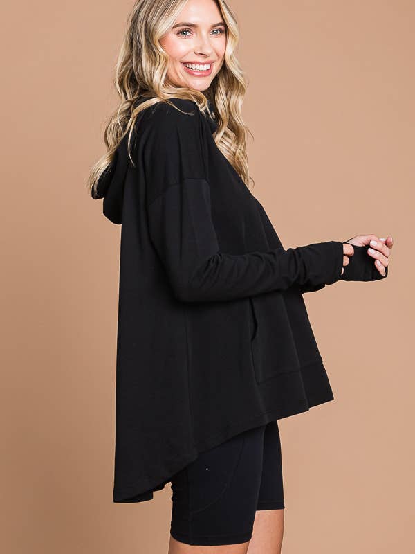 Culture Code - Vente Haut en maille – femme - CFH1935LX - HAUT À CAPUCHE ÉVASÉ SURDIMENSIONNÉ AVEC OURLET HAUT ET BAS1