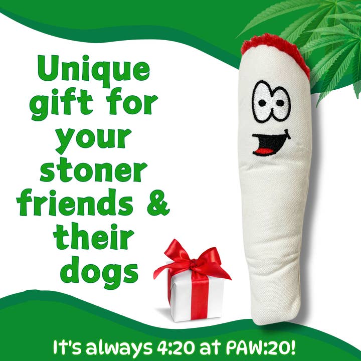 PAW:20 - Wholesale Pet Squeaky Toy - Dog - Jay the Joint, Parody Plush Squeaker 420 Dog Toy4