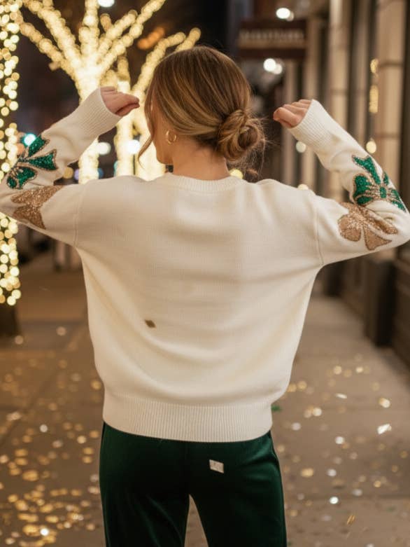 Off White Sequins bow sweater reorder for wholesale on Faire2