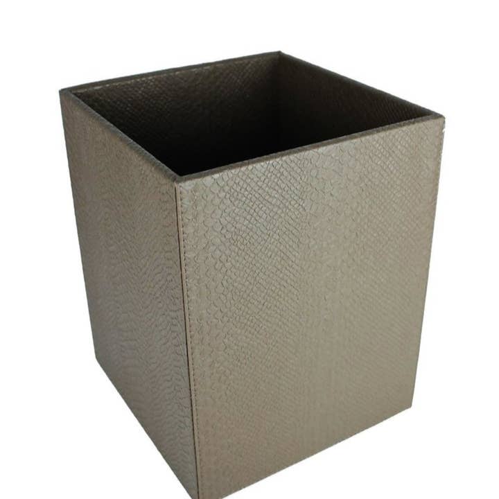 Signature Home Collection GmbH – Großhandel Mülleimer/Papierkorb – Papierkorb eckig Reptil taupe Mülleimer Kunstleder Leder