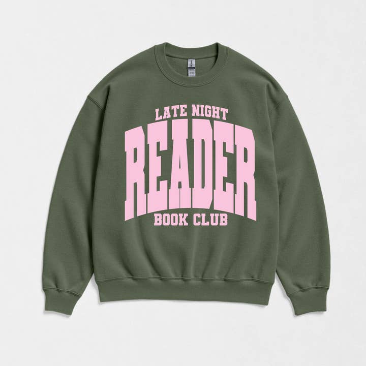 Late Night Reader Book Club Women's Graphic Sweatshirt for wholesale by The Babe Co.