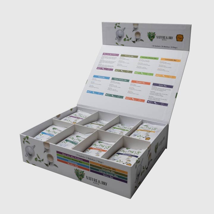 Coffret Infusions Bio 56 infusettes Nature&Bio By DGC pour la vente par Destination Grand Comptoir