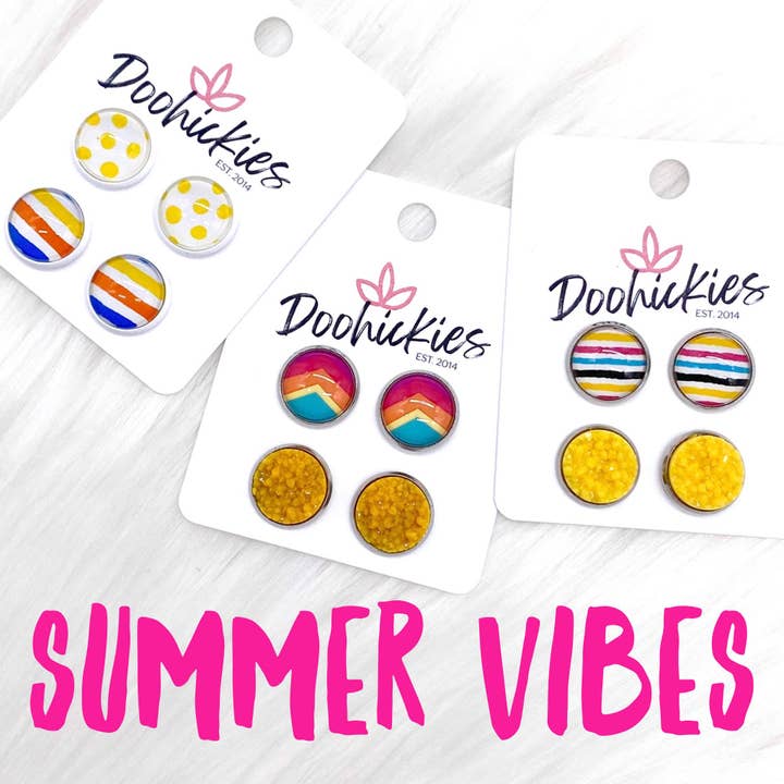 12mm Summer Vibes Duos -Summer Earrings for wholesale by Doohickies