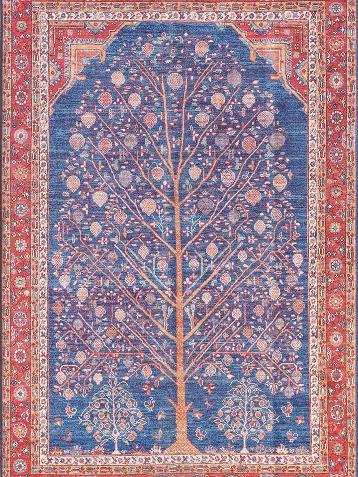 Tree of Plenty Red Blue Washable Rug - LCC3031 for wholesale by JUSTRUG