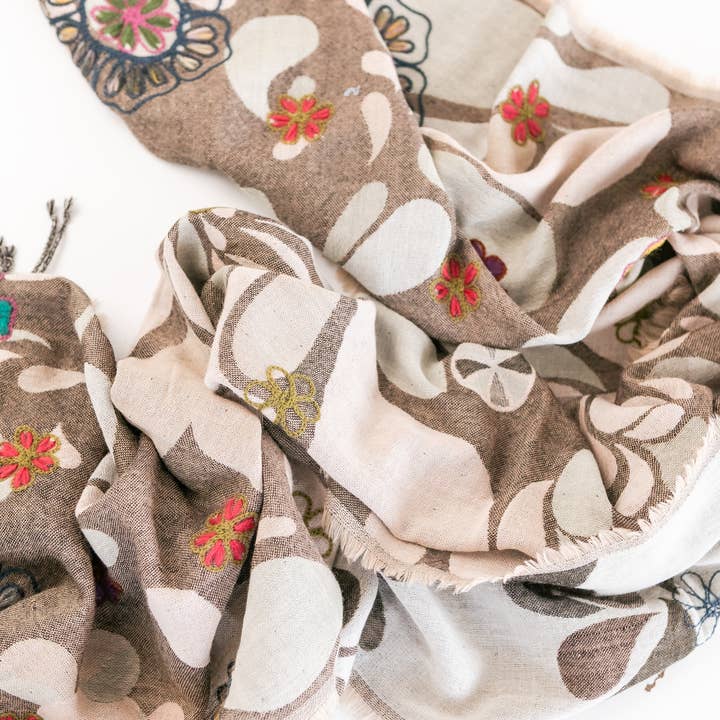 Rahab's Rope - Wholesale Wrap - Women's - Fringed Woven Embroidered Wool Wrap4