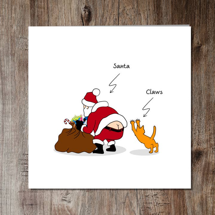 Swizzoo Cards – Großhandel Weihnachtskarte – Lustige Weihnachtskarte für Katzen, Weihnachtsmann-Krallen, Sack mit Spielzeug, frech, niedlich, humorvoll, Zeichentrickfilm, Vater, Vater, Sohn, Tochter2