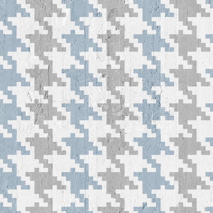 Mineheart - Vendita all'ingrosso Carta da parati - Carta da parati Pied De Poule blu e grigio