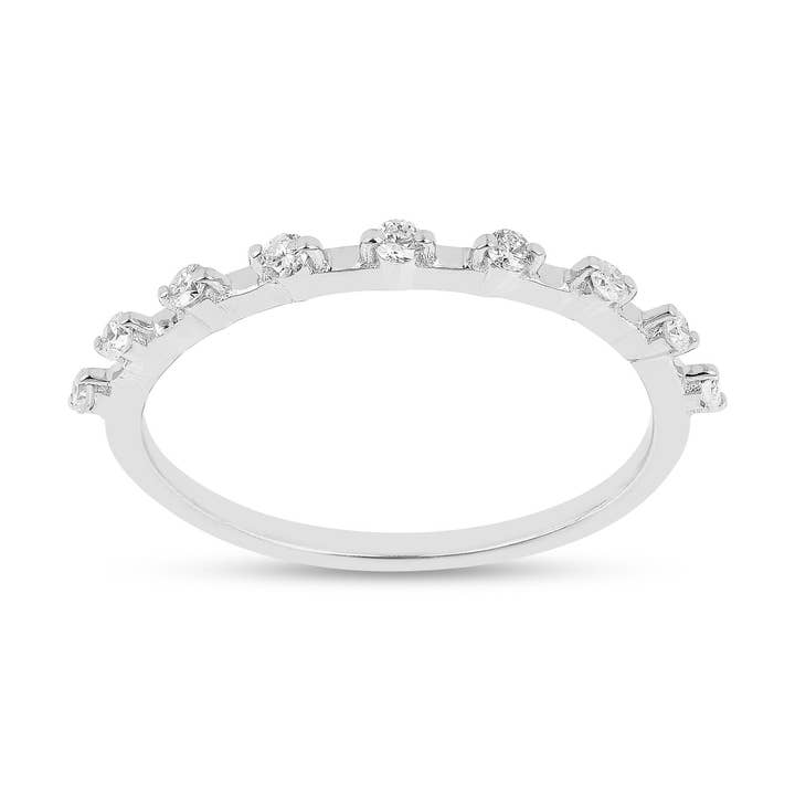Bague en argent sterling avec diamant créé en laboratoire en forme d'infini pour la vente par FCJ Jewelry LLC