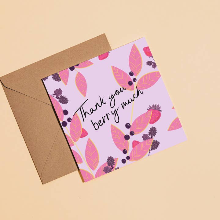 Thank you Berry Much Greetings Card for wholesale by Fi Moszoro Design & Illustration