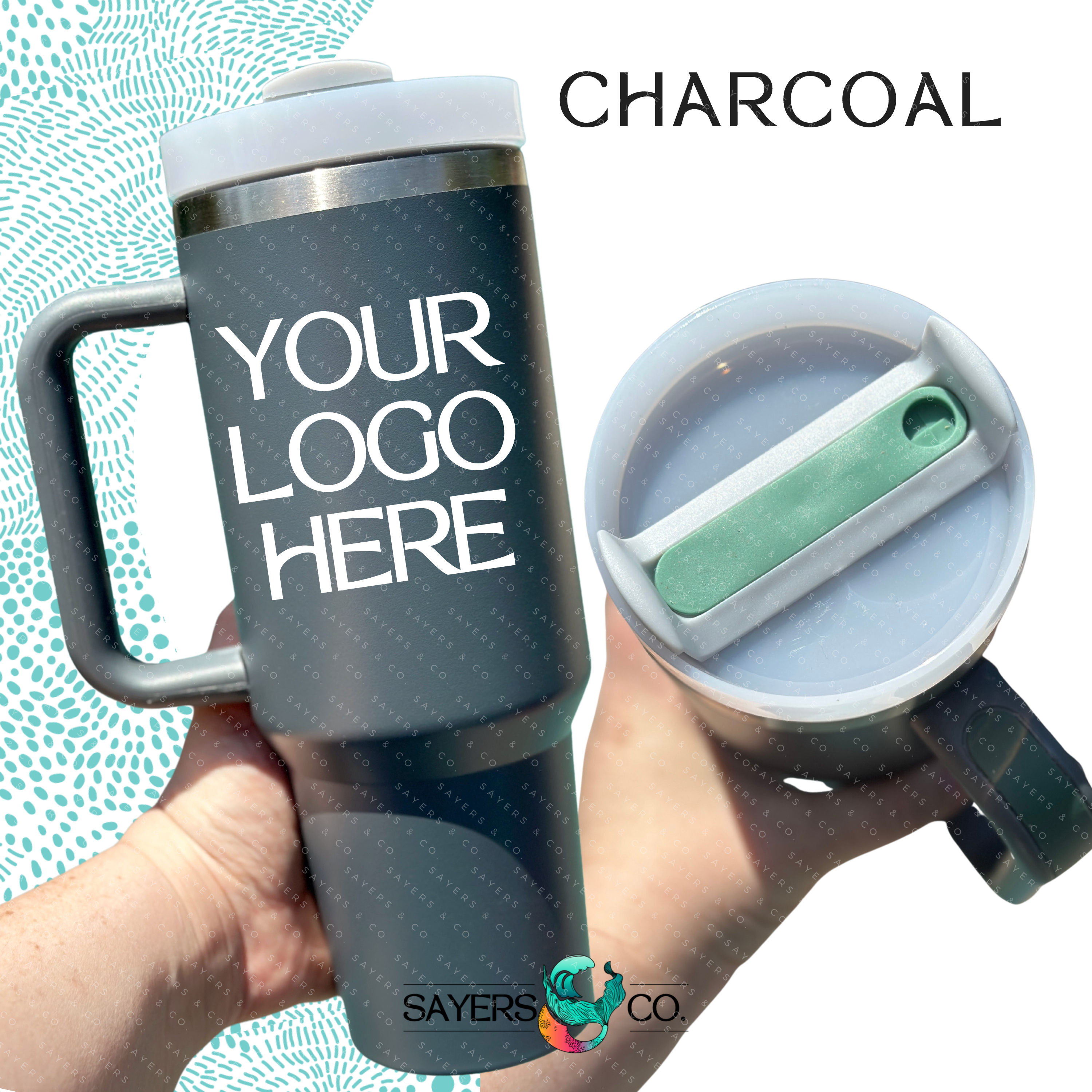 Sayers & Co. - Wholesale Insulated Mug/Tumbler - CUSTOM DECAL LOGO- 40 oz Double Walled Screw Matte Tumbler11