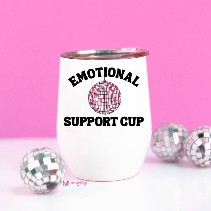 Mugsby - Wholesale Insulated Mug/Tumbler - Emotional Support Wine Cup, Funny Wine Cup, Disco