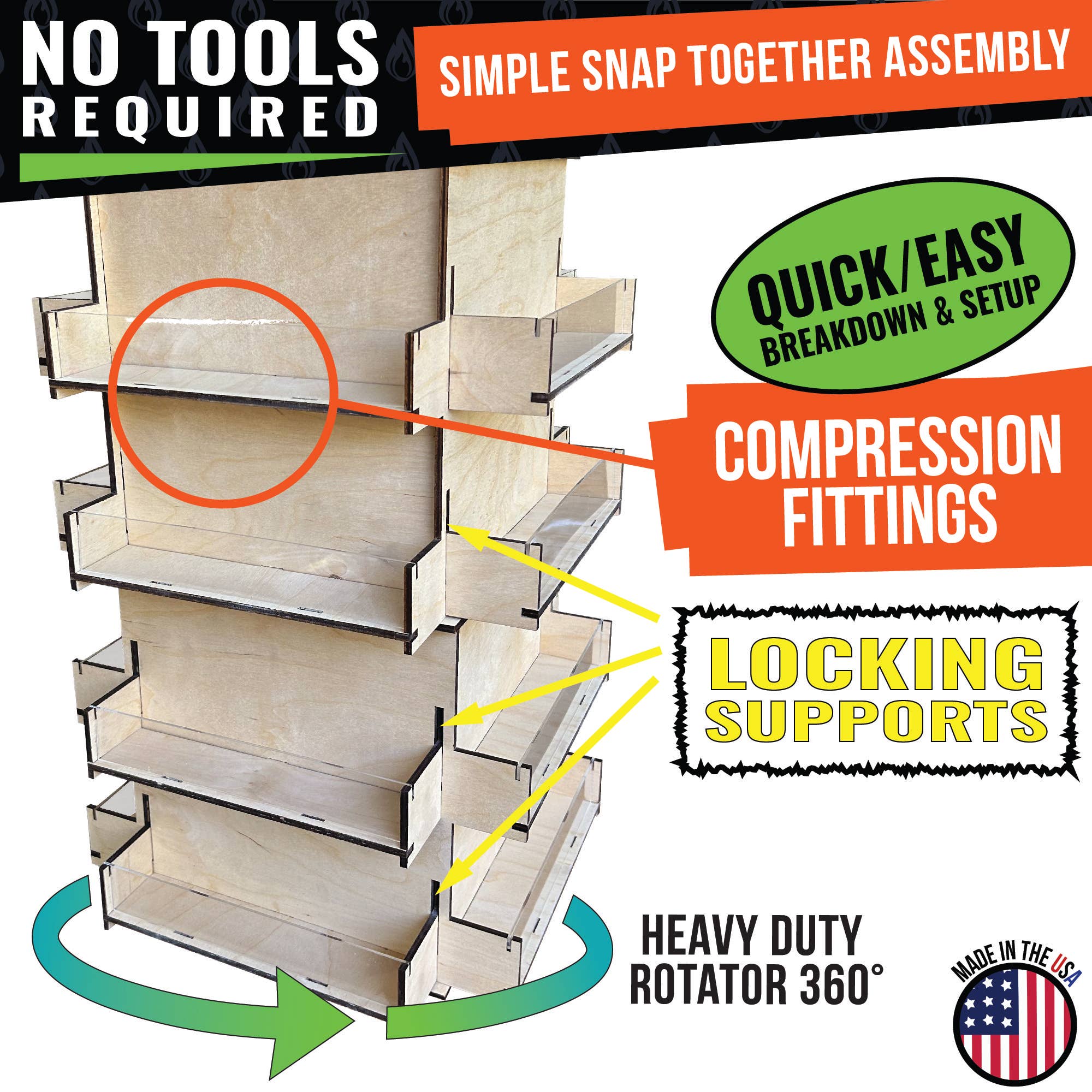 Torched Displays - Wholesale Retailer Display Stand/Case - 4-Sided Rotating Display Stand for Craft Shows, Trade Shows11