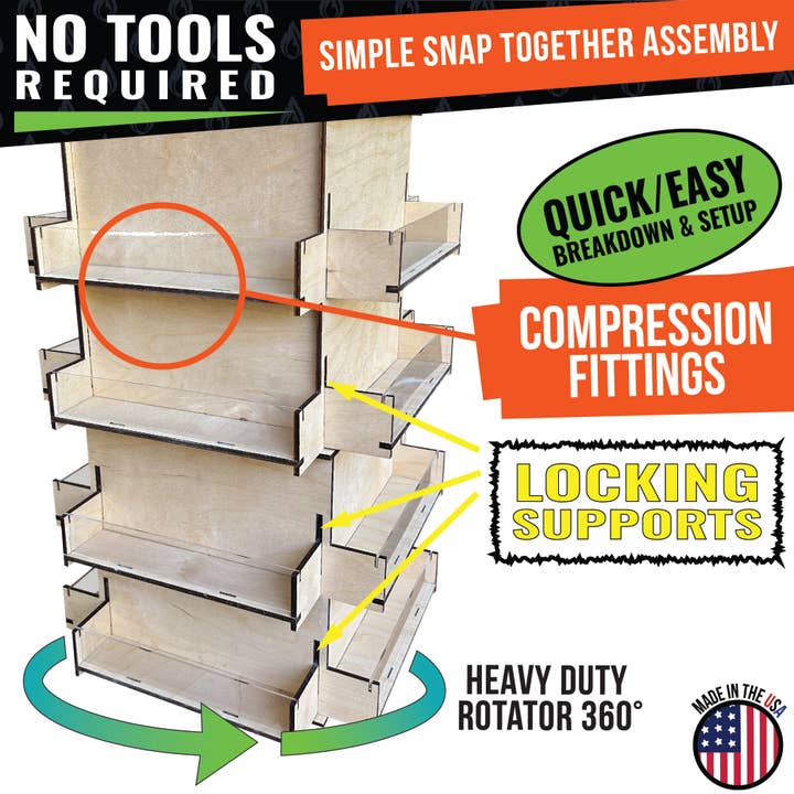 Torched Displays - Wholesale Retailer Display Stand/Case - 4-Sided Rotating Display Stand for Craft Shows, Trade Shows11