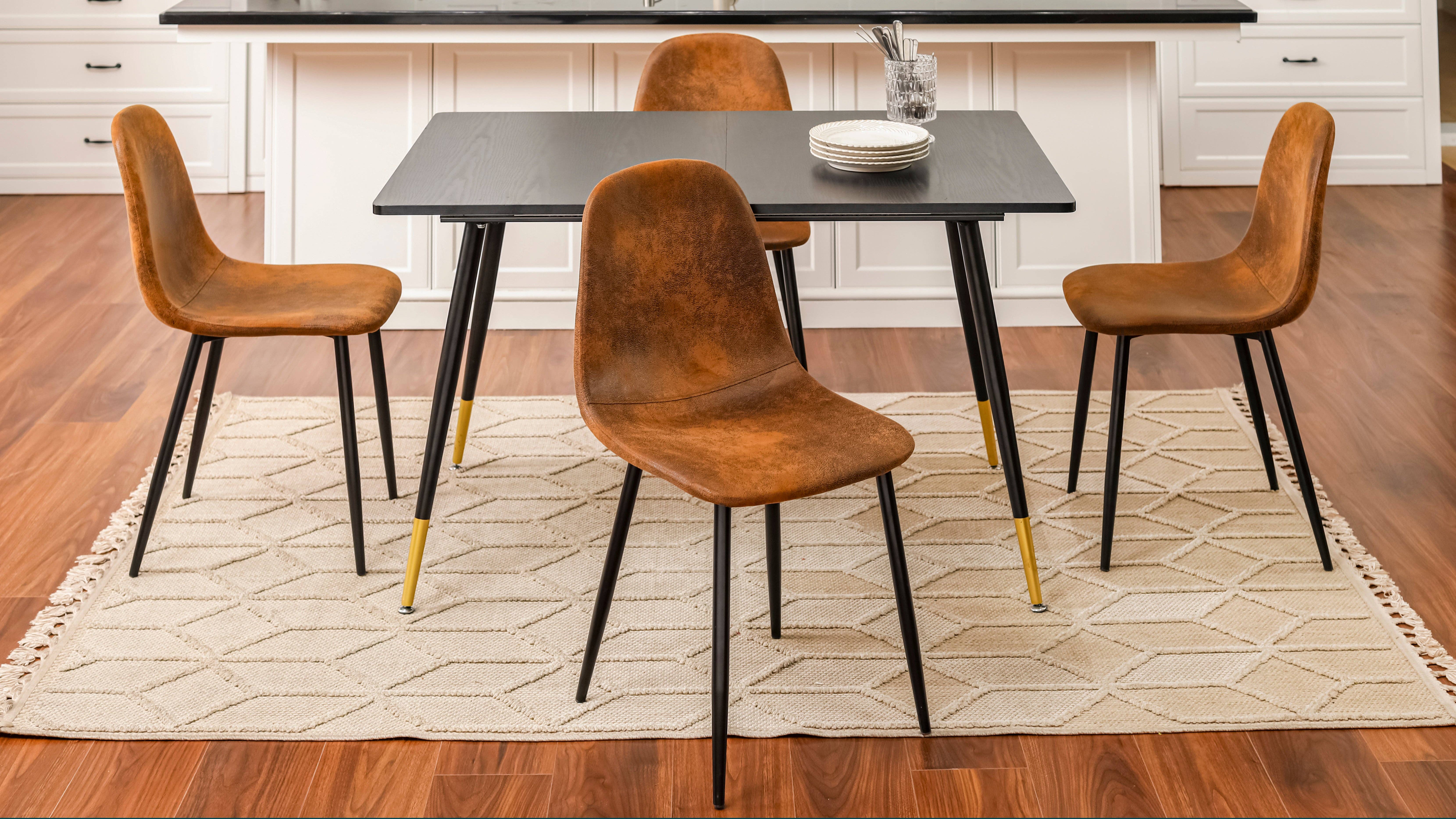 Urban Meuble – wholesale Stol – Set med 4 vintage skandinaviska matstolar i retro brunt mocka CHARLTON SUEDE BROWN2