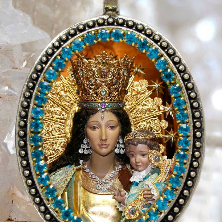MariaSantissimaShop - Venta al por mayor Collares con colgantes/abalorios - Collar de Nuestra Señora de los Desamparados, Nuestra Señora de los Abandonados, Collar Virgen de los Desamparados Joyería Cristiana Religiosa Medalla