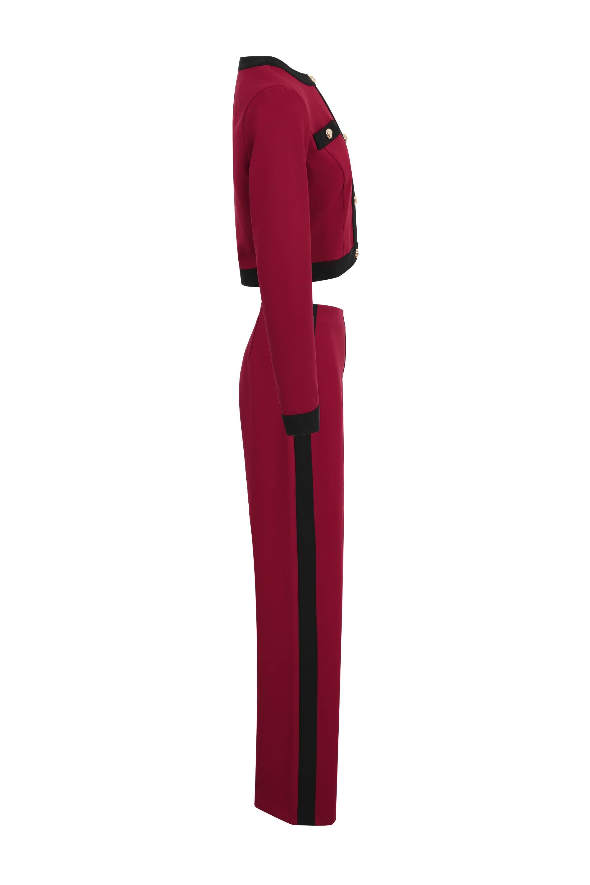 Wine Élégance Structurée Long Sleeve Top & Pants Set for wholesale on Faire2