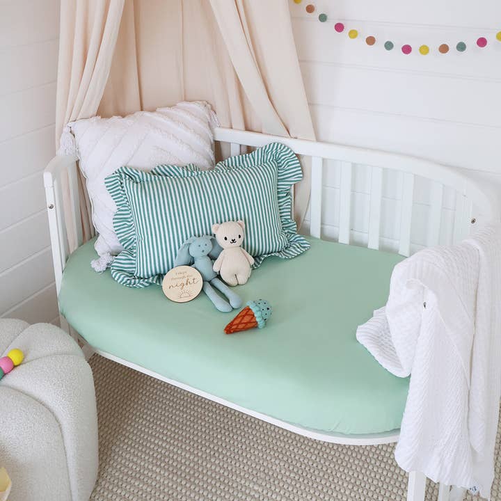 Mint Organic Fitted Cot Sheet for wholesale by Snuggle Hunny
