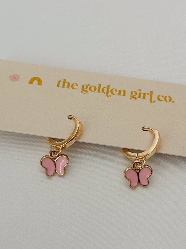 Butterfly Huggie Hoops for wholesale by The Golden Girl Co.