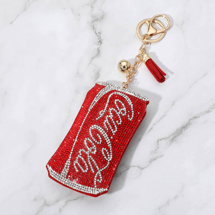 Sensibling Corp. - Wholesale Keychain - Women's - Bling Studded Cola Can Tassel Keychain