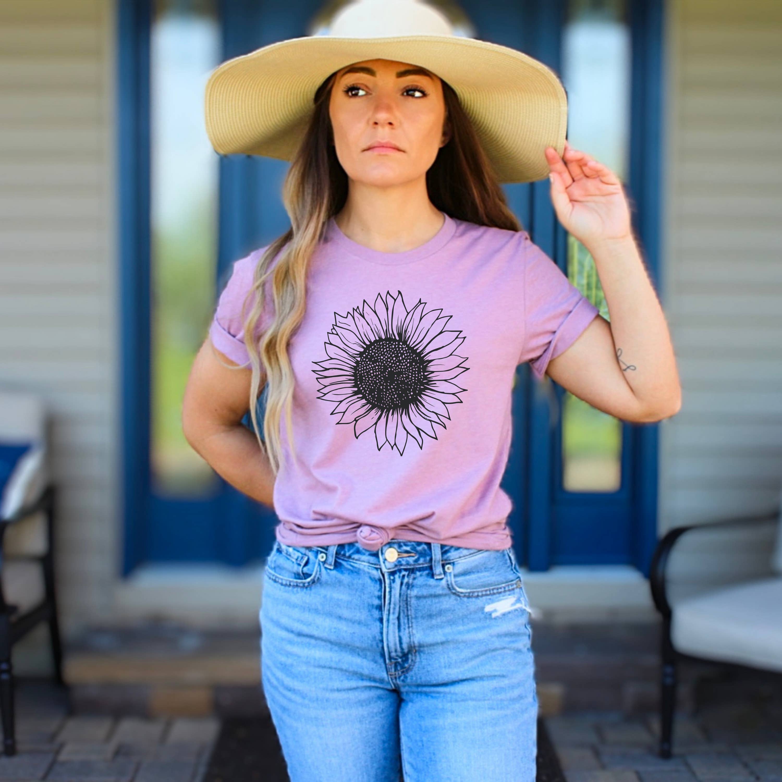 Humm & Willow - Vendita all'ingrosso Maglietta serigrafata - Donna - Camicia Girasole - Camicia floreale - Boutique Bestseller2