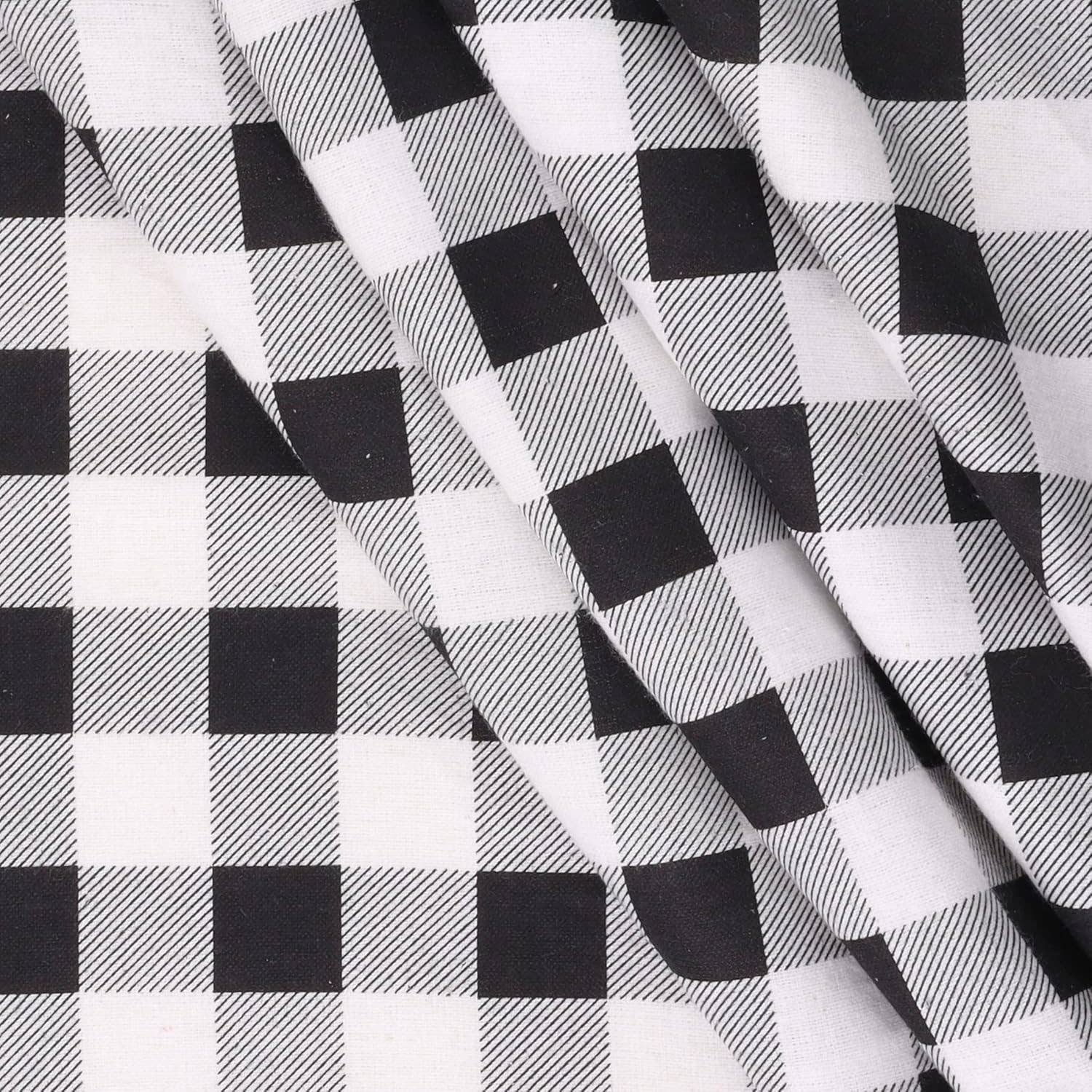 Mook Fabrics - Wholesale Fabric - Flannel 43/44" Buffalo Plaid 1" Fabric by the yard - Black1