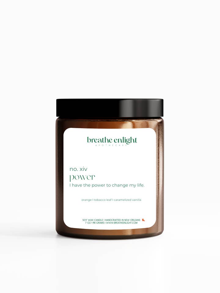 Candela Power Soy Affirmation - Tabacco + Caramello • 7 oz per la vendita all'ingrosso da parte di Breathe Enlight Apothecary