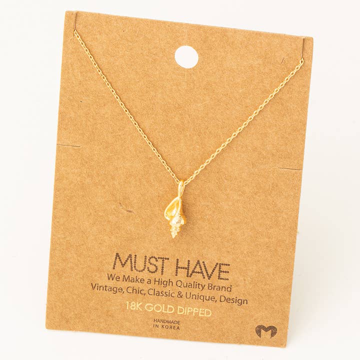 Fame Accessories - Wholesale Pendant/Charm Necklace - Dainty Conch Necklace