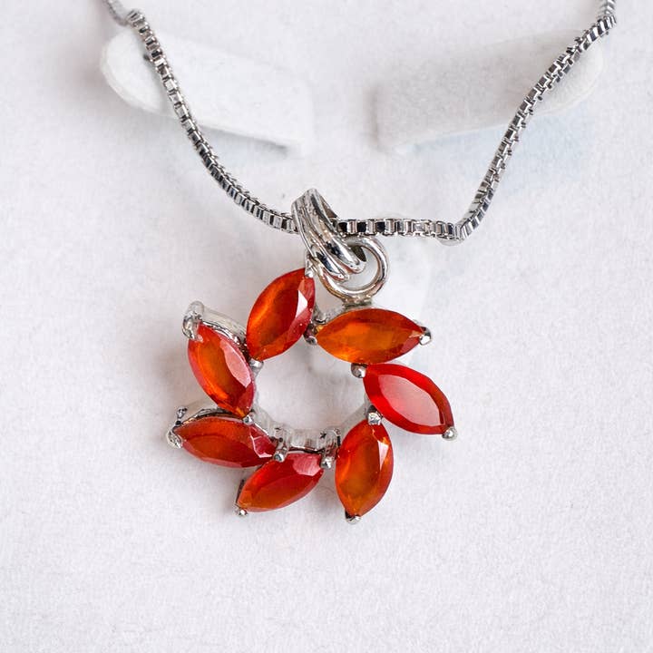 Orange Granat Spiralhalsband | .925 Sterling Silver för wholesale av Glimmering Handmade