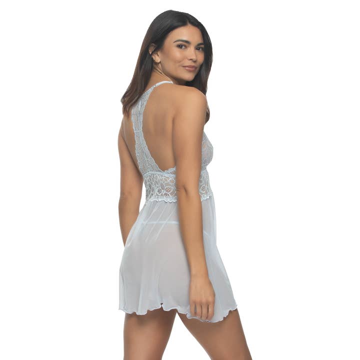 Renee Lace & Mesh Babydoll - Something Blue for wholesale on Faire3