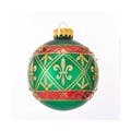 80MM GREEN/RED/GOLD FLEUR BALLS 6PC for wholesale by Kurt S. Adler, Inc.