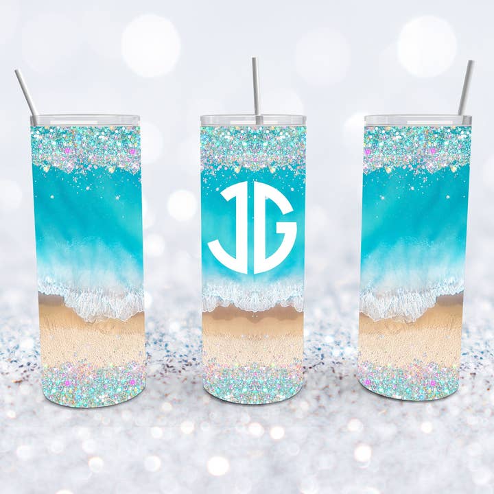 Monogram Beach Wave Tumbler for wholesale by Beyond Bayside