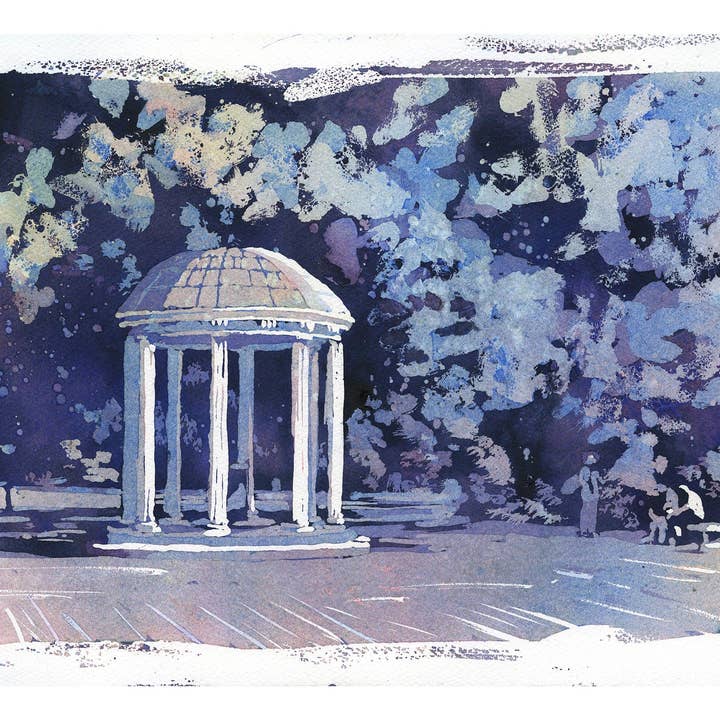 UNC Old Well schilderij. Kunstschilderij van de Universiteit van North Carolina Old Well, Chapel Hill, NC. UNC woondecoratie met foto (print) voor wholesale door Ryan Fox Fine Art