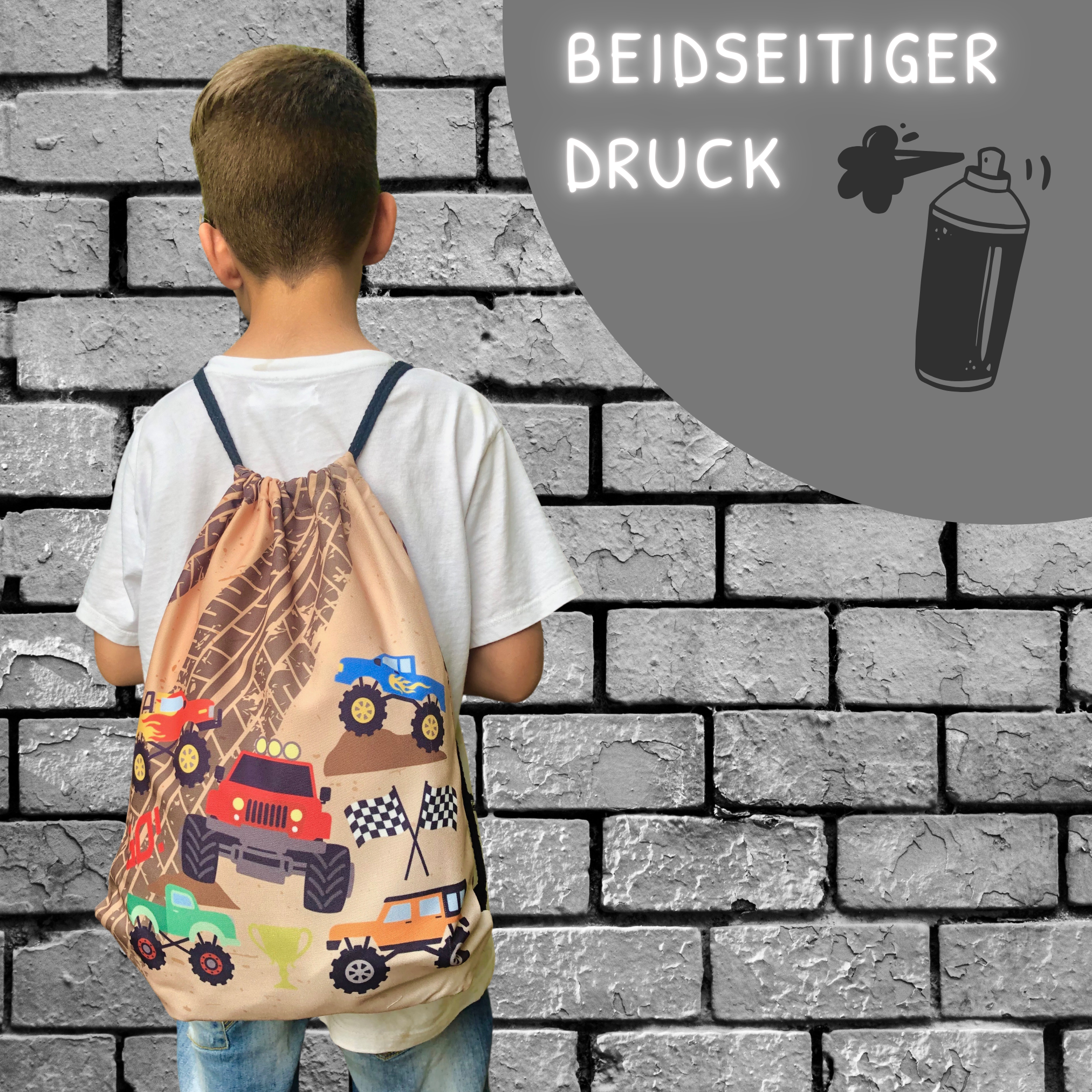 HECKBO – Engroshandel Taske med snor – til børn – Monster Truck sportstaske til børn med snøre4