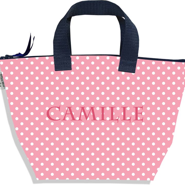 Mala de mão para menina com fecho de pontos brancos por atacado de BISTRAKOO